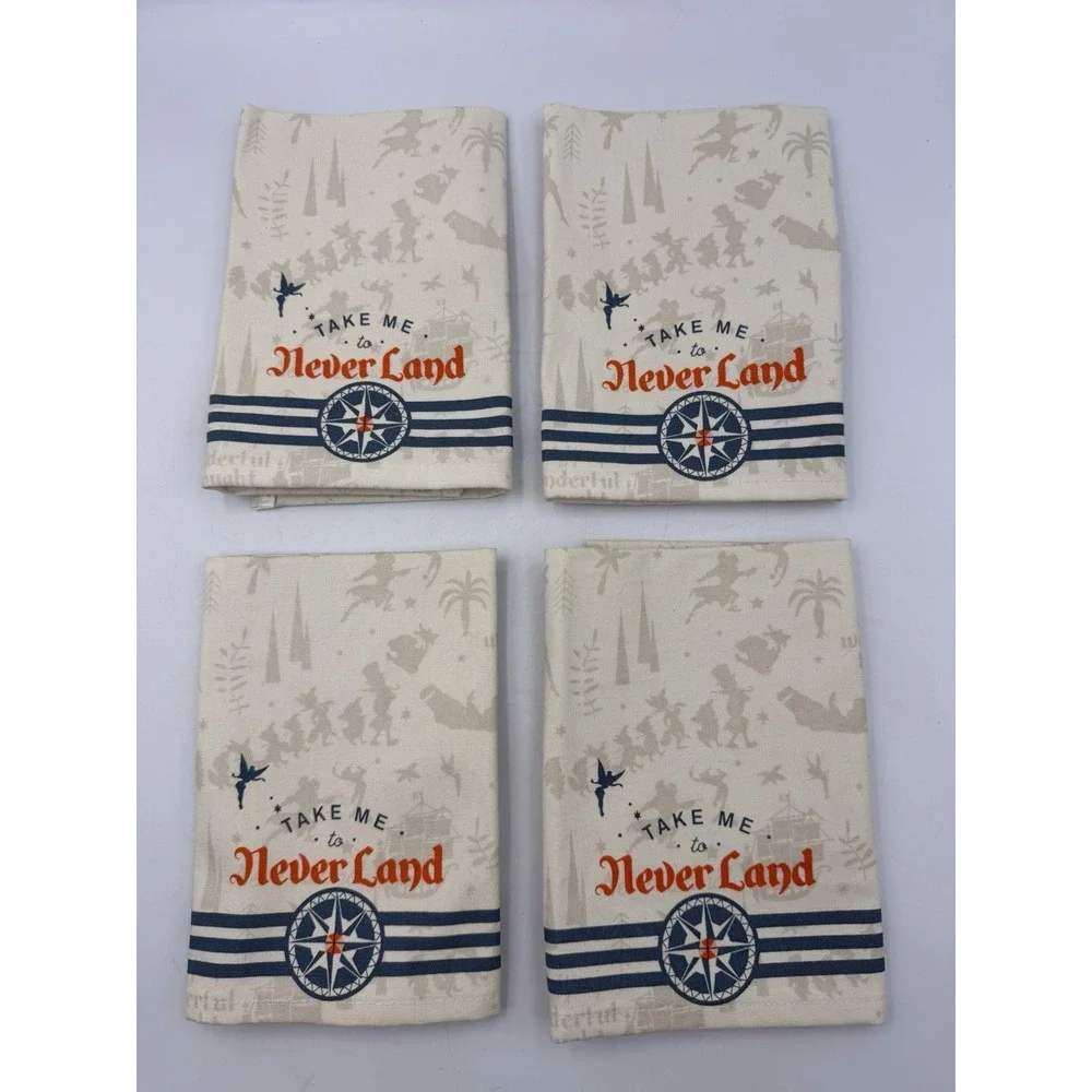 Disney Parks Peter Pan Neverland Cloth Dinner Napkins Set 4 NWT Table Linens